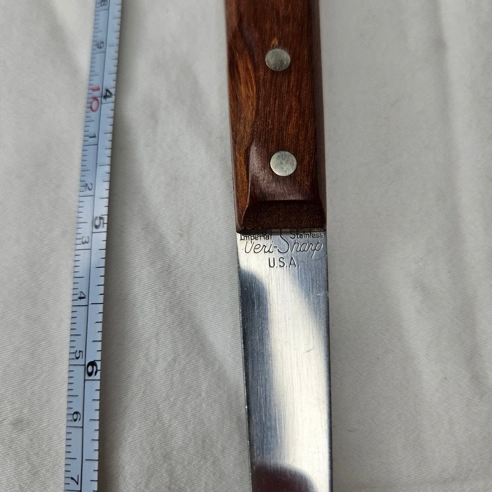 Imperial Veri-Sharp‎ Vtg Serving Spoon Stainless Steel Wood Handle Made in USA